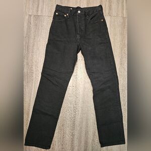 Levi's 501 Button Fly Black Denim Jeans Size 25 W 28 L